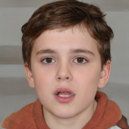 Neutral white child male with short  brown hair and brown eyes