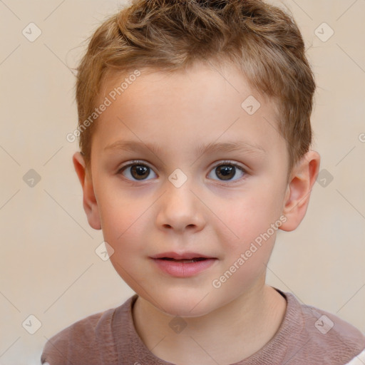 Neutral white child male with short  brown hair and brown eyes