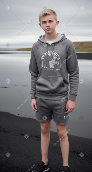 Icelandic teenager boy with  gray hair