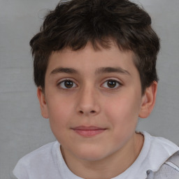 Neutral white child male with short  brown hair and brown eyes