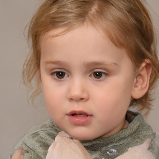 Neutral white child female with medium  brown hair and brown eyes