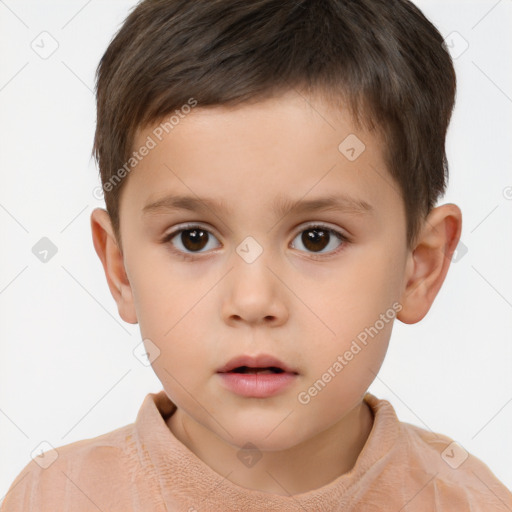 Neutral white child male with short  brown hair and brown eyes