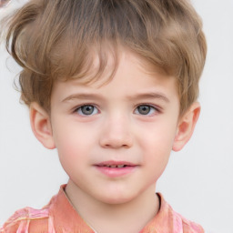 Neutral white child male with short  brown hair and grey eyes