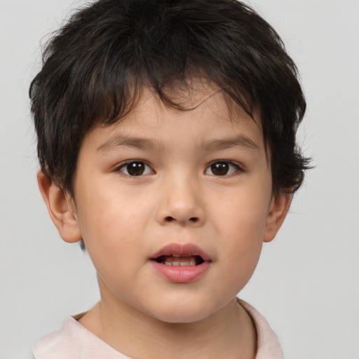 Neutral white child male with short  brown hair and brown eyes