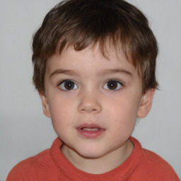 Neutral white child male with short  brown hair and brown eyes