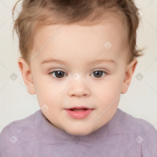 Neutral white child female with short  brown hair and brown eyes