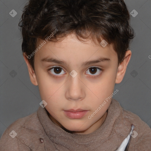 Neutral white child male with short  brown hair and brown eyes