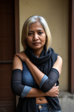 Nepalese middle-aged female with  blonde hair