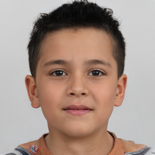 Neutral white child male with short  brown hair and brown eyes