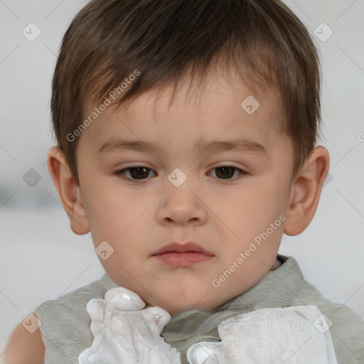 Neutral white child male with short  brown hair and brown eyes