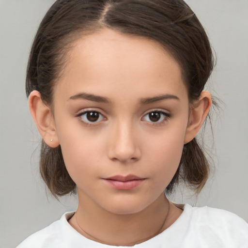 Neutral white child female with medium  brown hair and brown eyes