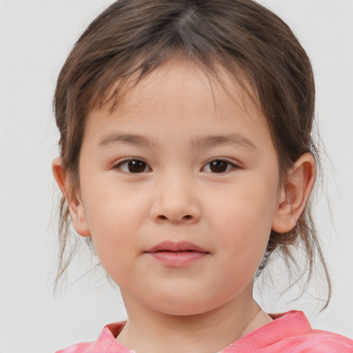 Neutral white child female with medium  brown hair and brown eyes