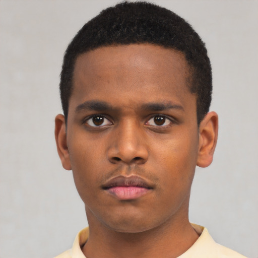 Neutral latino young-adult male with short  brown hair and brown eyes