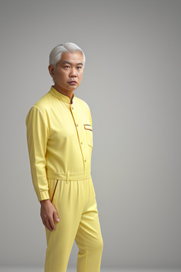 Singaporean middle-aged male with  white hair