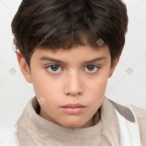 Neutral white child female with short  brown hair and brown eyes