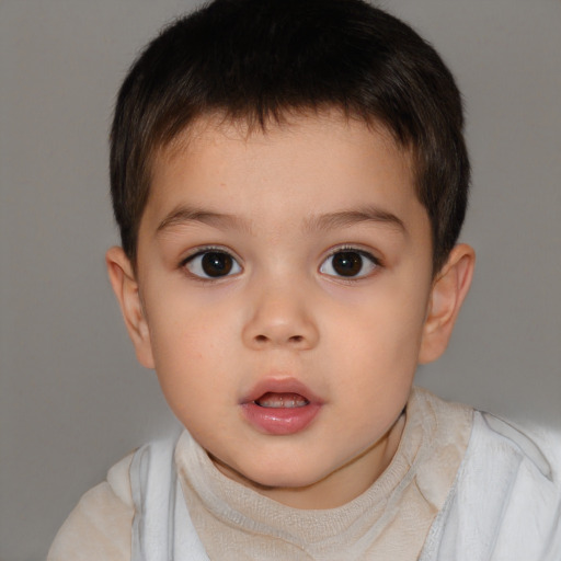 Neutral white child male with short  brown hair and brown eyes