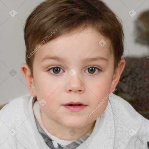 Neutral white child female with short  brown hair and brown eyes