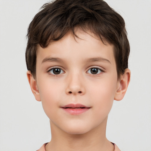 Neutral white child male with short  brown hair and brown eyes