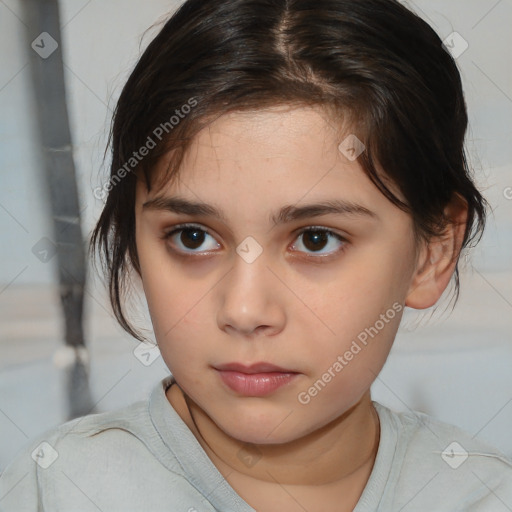 Neutral white child female with medium  brown hair and brown eyes