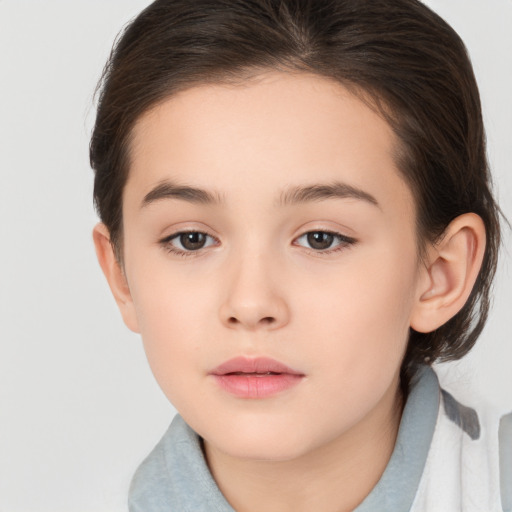 Neutral white child female with medium  brown hair and brown eyes