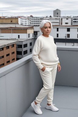 Ecuadorian middle-aged female with  white hair