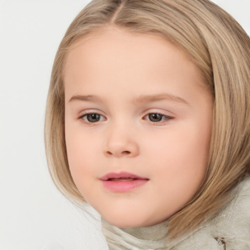 Neutral white child female with medium  brown hair and brown eyes