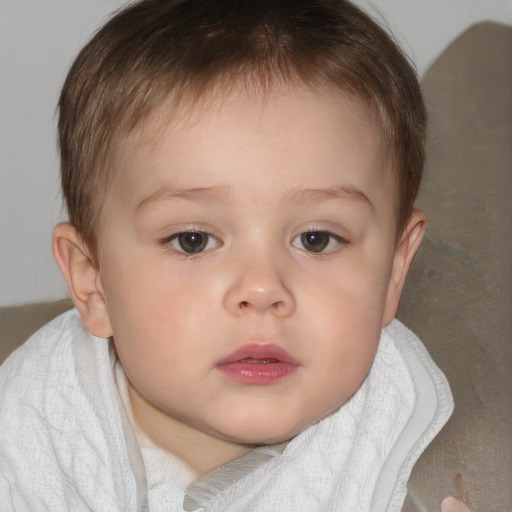 Neutral white child female with short  brown hair and brown eyes