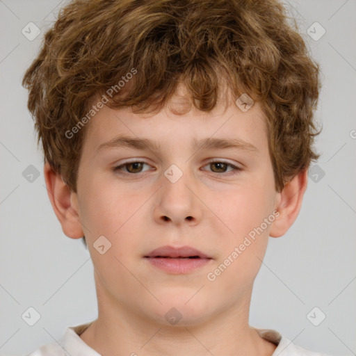 Neutral white child male with short  brown hair and brown eyes