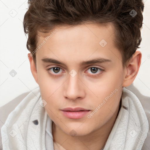 Neutral white child male with short  brown hair and brown eyes