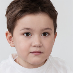 Neutral white child female with short  brown hair and brown eyes