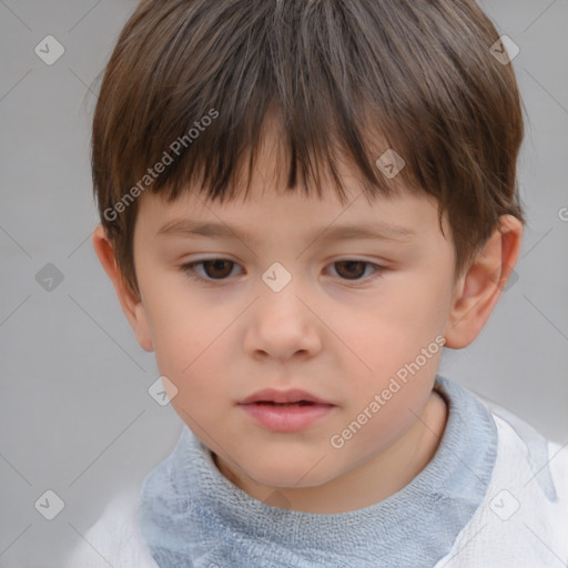 Neutral white child male with short  brown hair and brown eyes