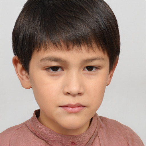 Neutral white child male with short  brown hair and brown eyes