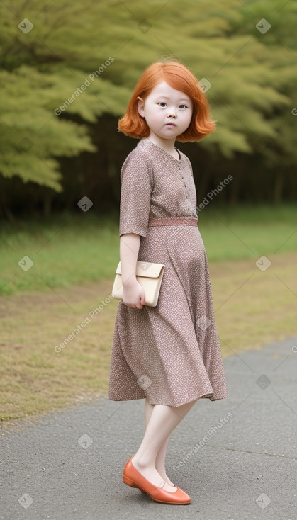 Japanese child girl with  ginger hair