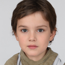 Neutral white child female with short  brown hair and brown eyes