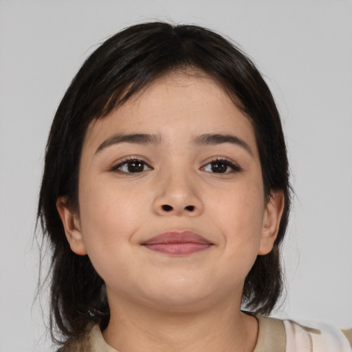 Neutral asian young-adult female with medium  brown hair and brown eyes