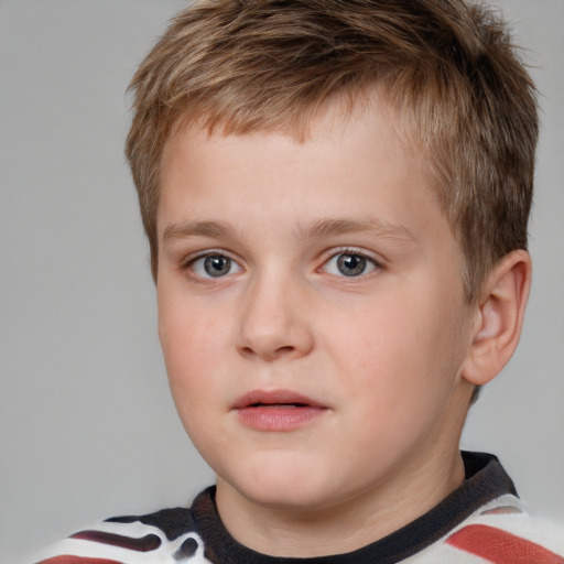 Neutral white child male with short  brown hair and brown eyes