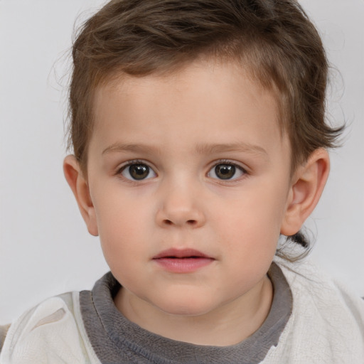 Neutral white child male with short  brown hair and brown eyes