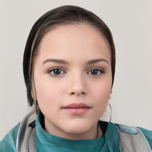 Neutral white child female with short  brown hair and brown eyes