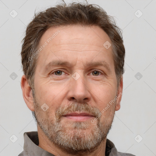 Neutral white adult male with short  brown hair and brown eyes