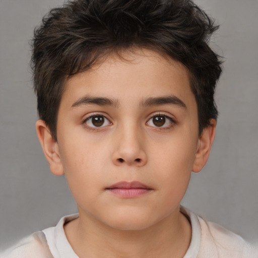 Neutral white child male with short  brown hair and brown eyes