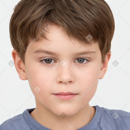 Neutral white child male with short  brown hair and brown eyes