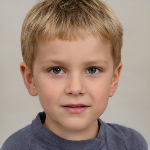 Neutral white child male with short  brown hair and grey eyes