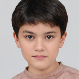 Neutral white child male with short  brown hair and brown eyes