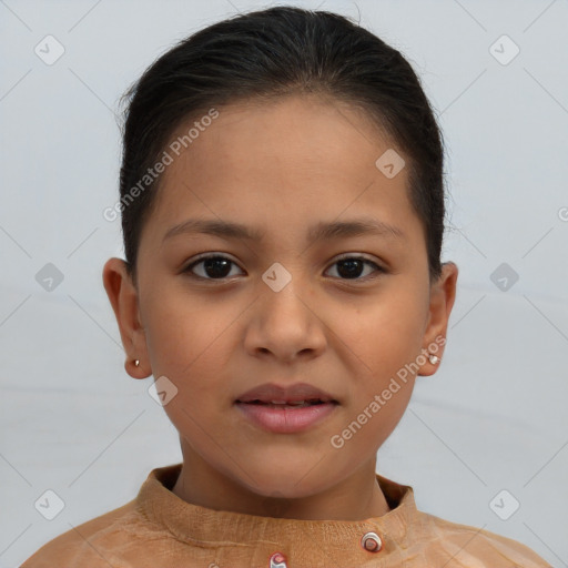 Neutral white child female with short  brown hair and brown eyes