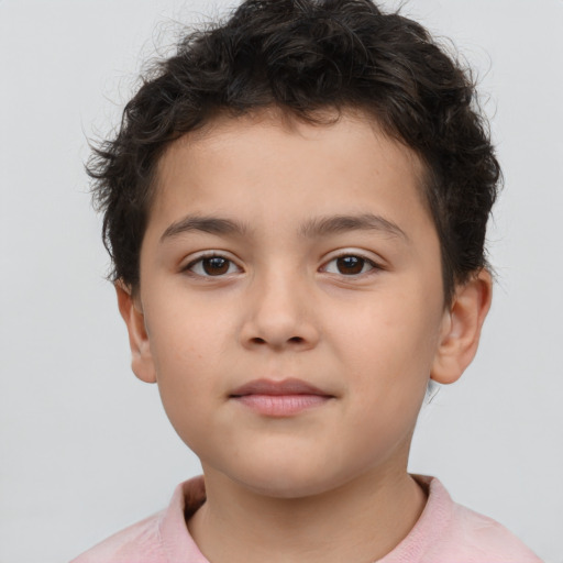 Neutral white child male with short  brown hair and brown eyes