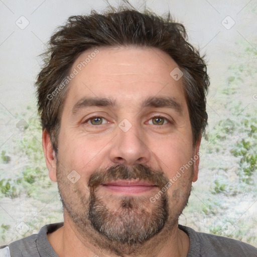 Neutral white adult male with short  brown hair and brown eyes