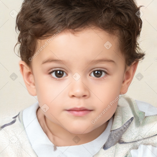 Neutral white child male with short  brown hair and brown eyes