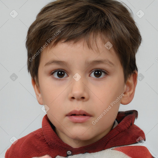 Neutral white child male with short  brown hair and brown eyes