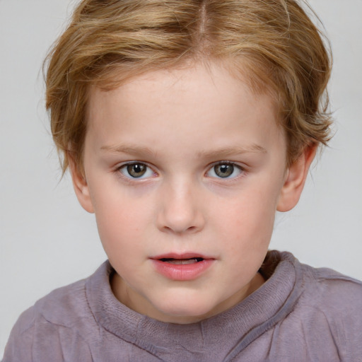 Neutral white child female with short  brown hair and brown eyes