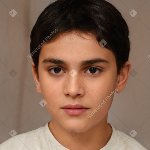 Neutral white child female with short  brown hair and brown eyes